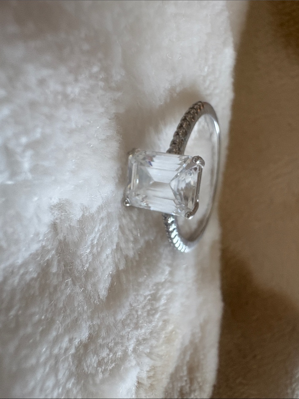 Classic Emerald-Cut Clear Stone Sterling Silver Ring - Women's Jewelry